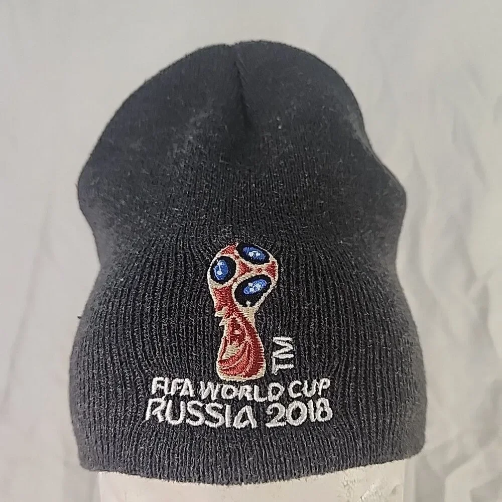 Beanie Hat 2018 FIFA World Cup Russia Grey Embroidered Adult One Size Stretch